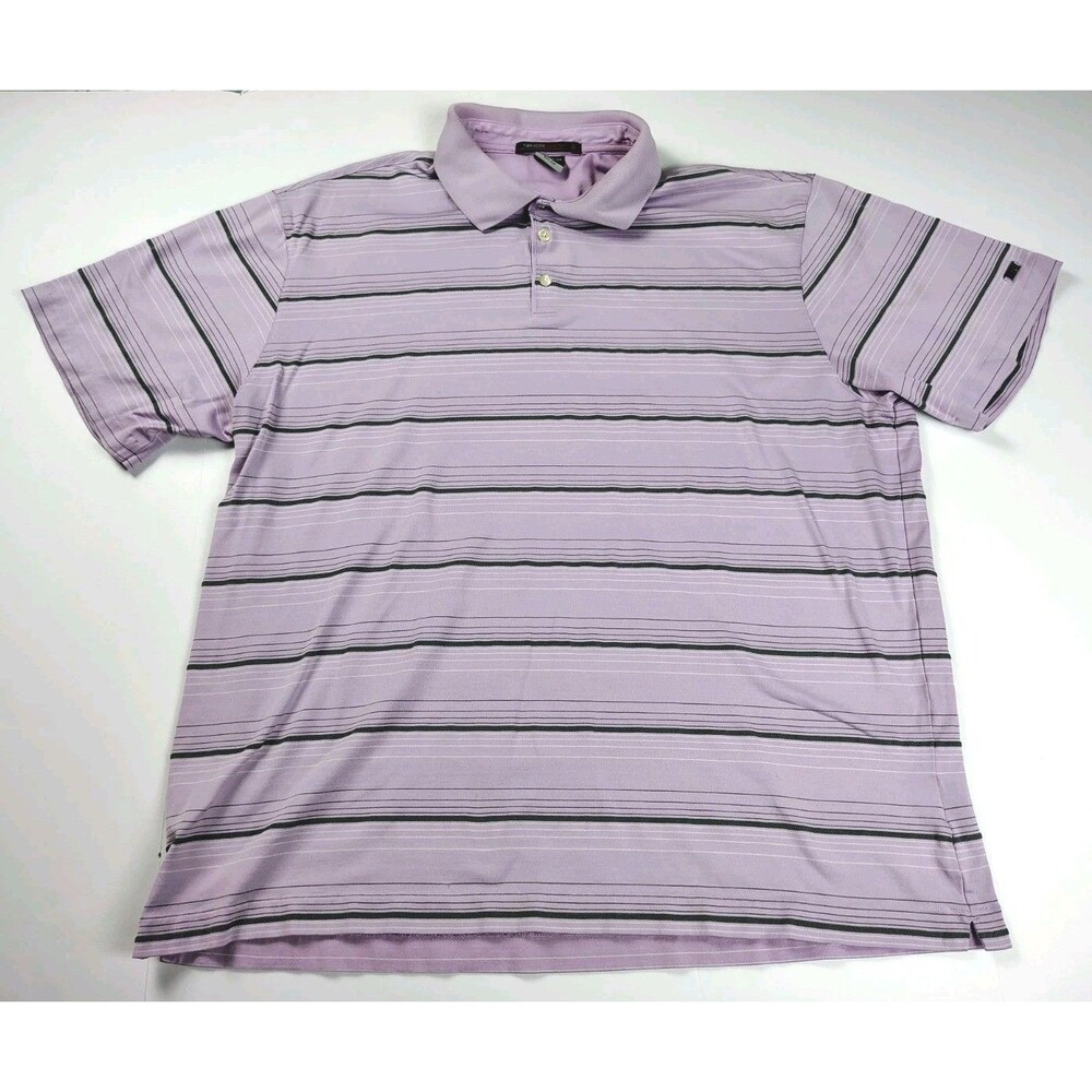 Nike Tiger Woods Polo Shirt Mens XXL Purple Striped Dri-FIT Golf